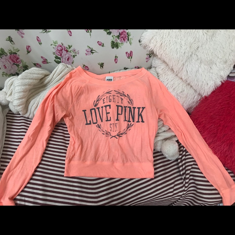 PINK lace long sleeve T-shirt